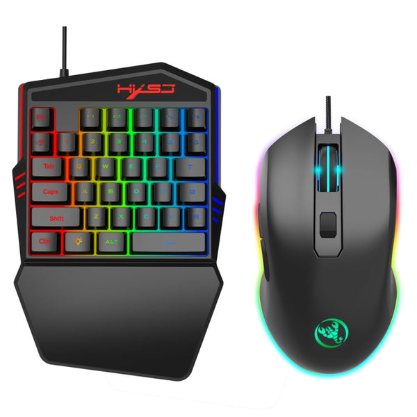 HXSJ V100-2+A866 Wired Mobile Game One-handed Keyboard Mouse Set