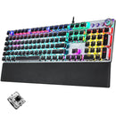 AULA F2088 108 Keys Mixed Light Plating Punk Mechanical Black Switch Wired USB Gaming Keyboard with Metal Button(Silver)