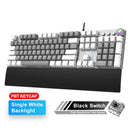 AULA F2088 PBT Keycap 108 Keys White Backlight Mechanical Black Switch Wired Gaming Keyboard(Black White)