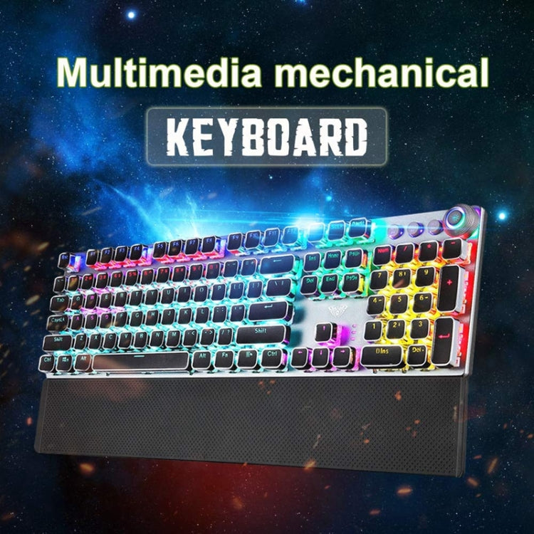 AULA F2088 PBT Keycap 108 Keys White Backlight Mechanical Black Switch Wired Gaming Keyboard(Black White)