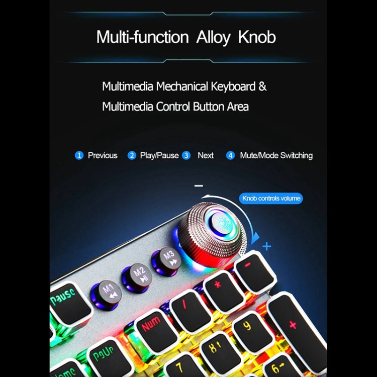 AULA F2088 PBT Keycap 108 Keys White Backlight Mechanical Black Switch Wired Gaming Keyboard(Black White)