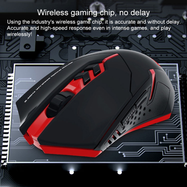ET X-08 7-keys 2400DPI 2.4G Wireless Mute Gaming Mouse with USB Receiver & Colorful Backlight (Red)