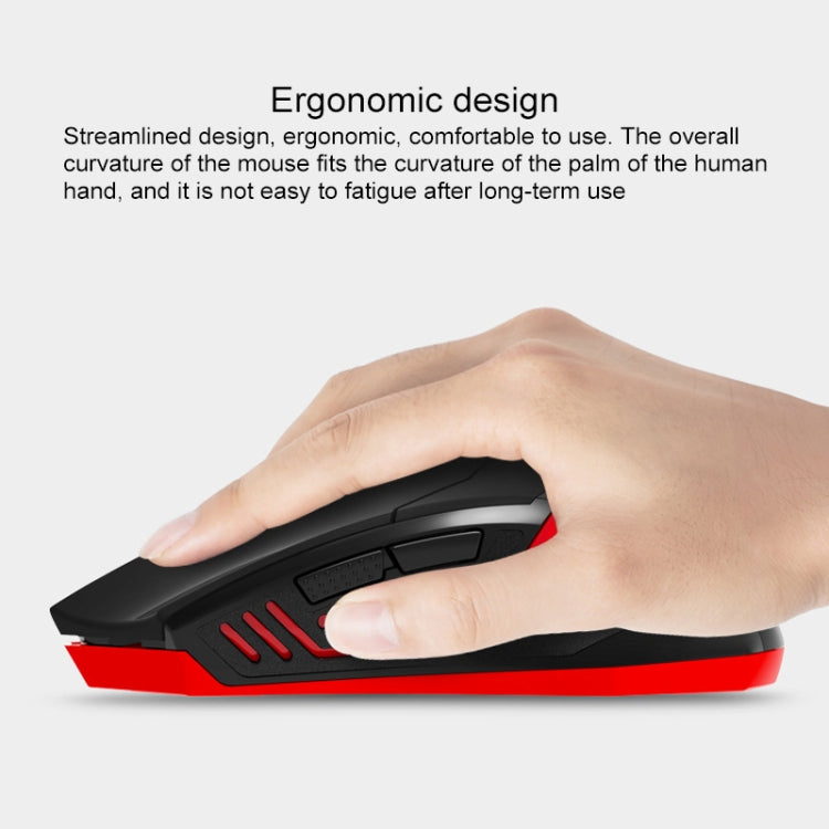 ET X-08 7-keys 2400DPI 2.4G Wireless Mute Gaming Mouse with USB Receiver & Colorful Backlight (Red)