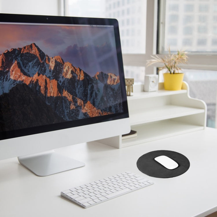 Microfiber Crazy Horse Texture Circular Waterproof Mouse Pad(Black)