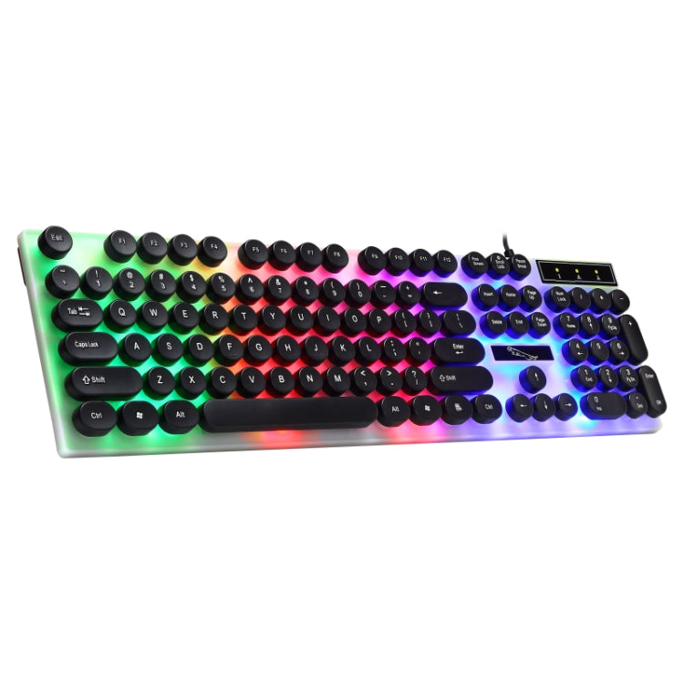 Chasing Leopard G21 USB 104-keys Waterproof Floating Round Punk Keycap Colorful Backlight Mechanical Feel Wired Keyboard, Length: 1.3m(Black)