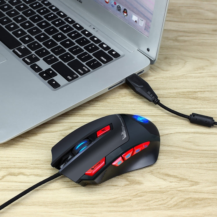 HXSJ S800 Wired Mechanical Macros Define 9 Programmable Keys 6000 DPI Adjustable Gaming Mouse with LED Light