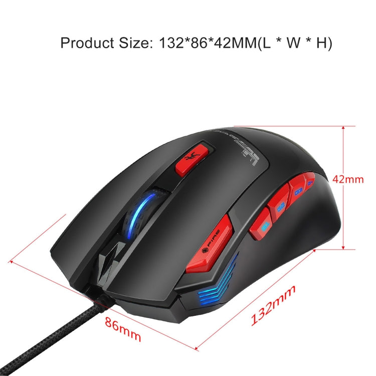 HXSJ S800 Wired Mechanical Macros Define 9 Programmable Keys 6000 DPI Adjustable Gaming Mouse with LED Light