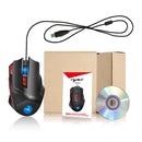 HXSJ S800 Wired Mechanical Macros Define 9 Programmable Keys 6000 DPI Adjustable Gaming Mouse with LED Light