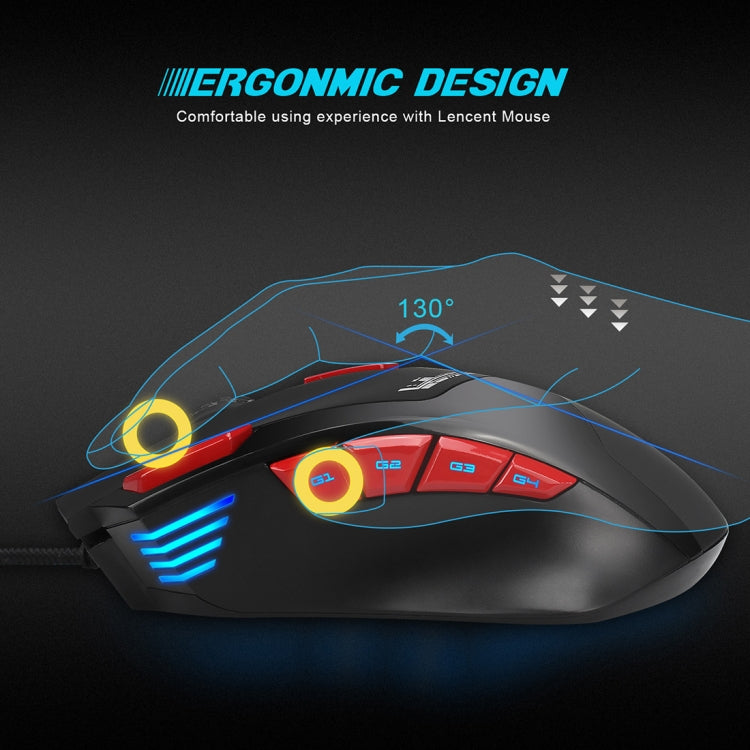 HXSJ S800 Wired Mechanical Macros Define 9 Programmable Keys 6000 DPI Adjustable Gaming Mouse with LED Light