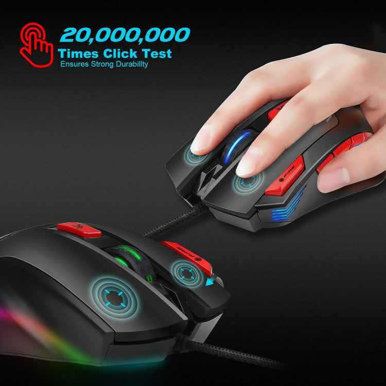 HXSJ S800 Wired Mechanical Macros Define 9 Programmable Keys 6000 DPI Adjustable Gaming Mouse with LED Light