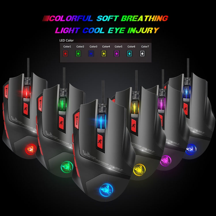 HXSJ S800 Wired Mechanical Macros Define 9 Programmable Keys 6000 DPI Adjustable Gaming Mouse with LED Light