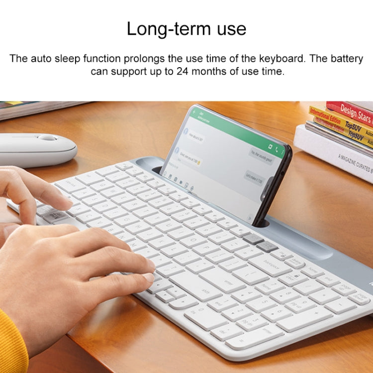 Logitech K580 Dual Modes Thin and Light Multi-device Wireless Keyboard with Phone Holder (White)