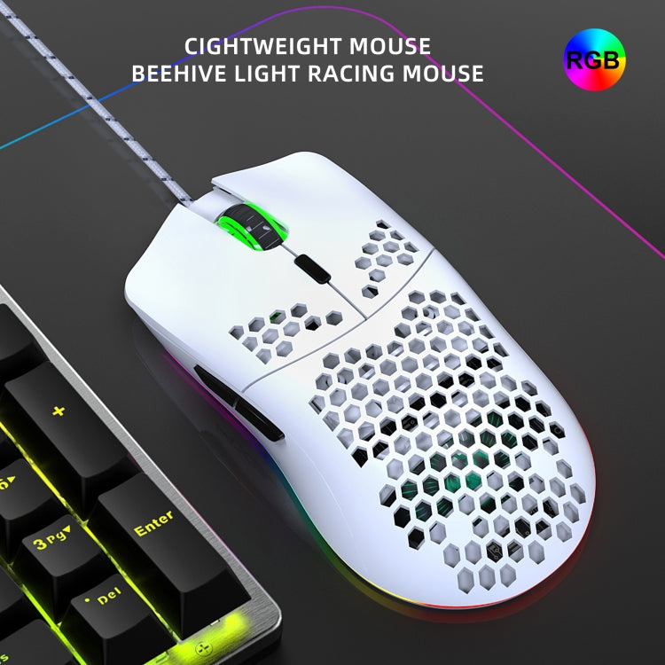 HXSJ J900 6 Keys RGB Lighting Programmable Gaming Wired Mouse (White)