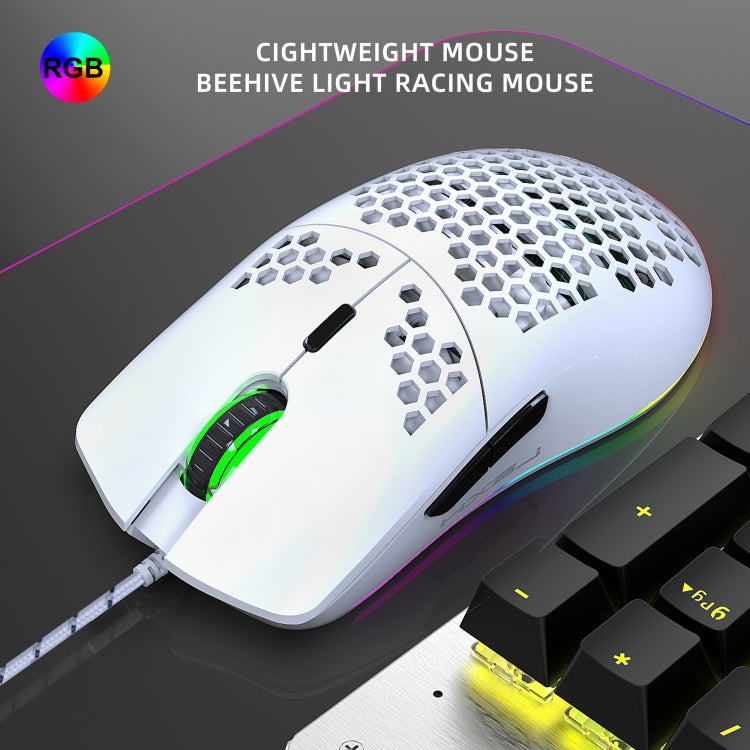 HXSJ J900 6 Keys RGB Lighting Programmable Gaming Wired Mouse (White)
