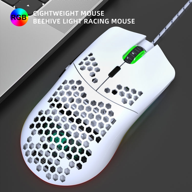 HXSJ J900 6 Keys RGB Lighting Programmable Gaming Wired Mouse (White)