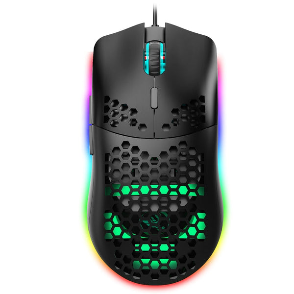 HXSJ J900 6 Keys RGB Lighting Programmable Gaming Wired Mouse (Black)