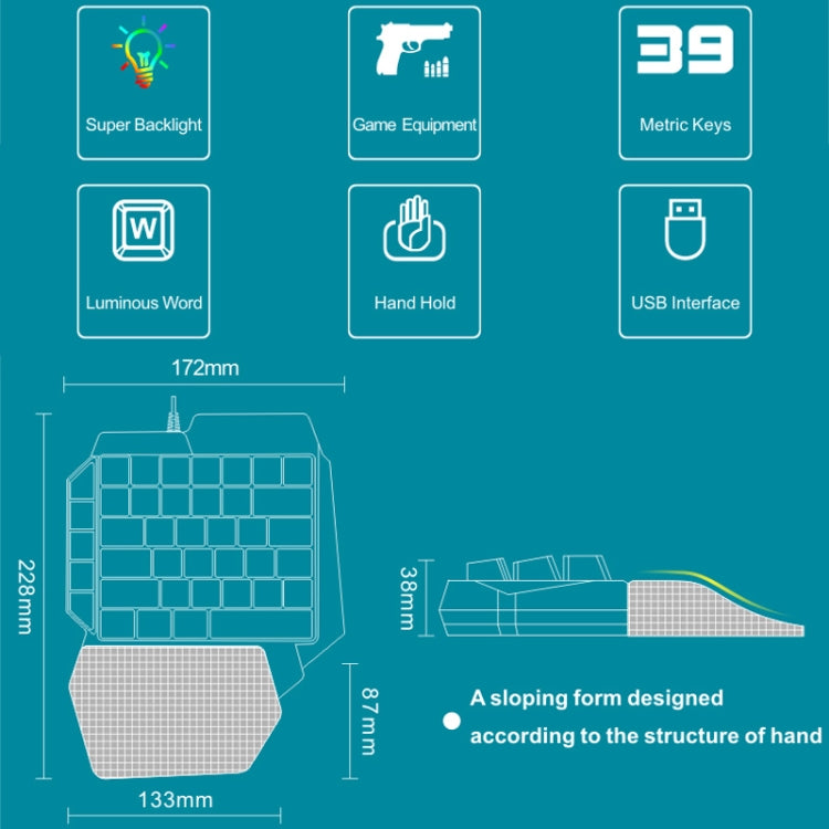 SHIPADOO F6 One Hand Wired Gaming Keyboard