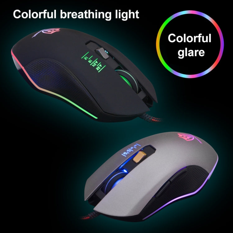 SHIPADOO GM3 3600 DPI Four-speed Adjustable Four-button Cool Colorful Respiration Light Gaming Wired Mouse(Black)