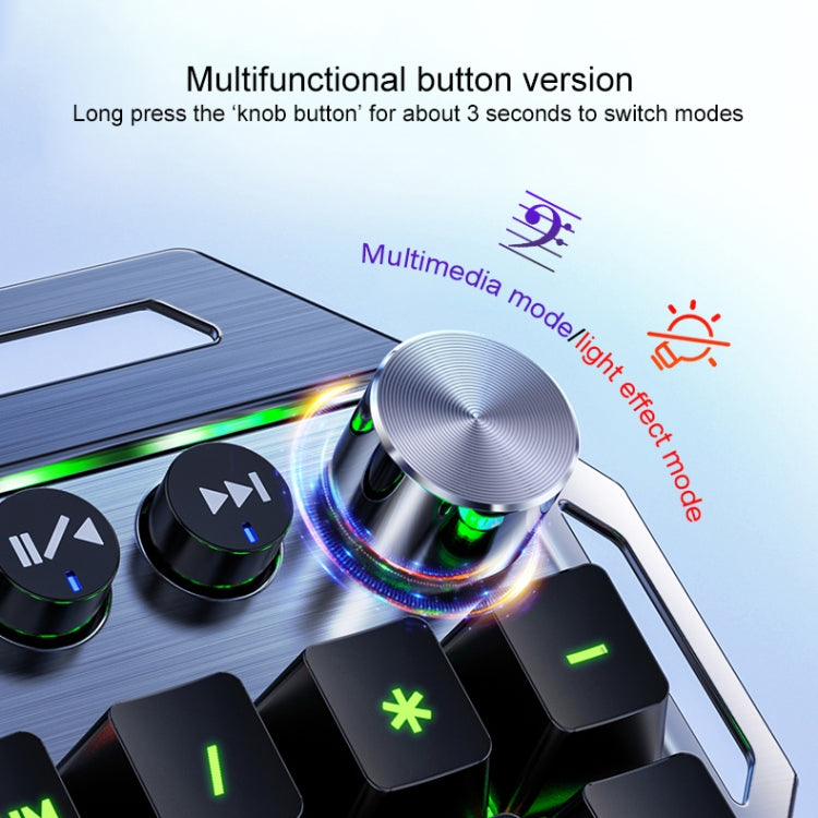 YINDIAO K100 USB Metal Mechanical Gaming Wired Keyboard, Mixed Light Blue Shaft(Black)