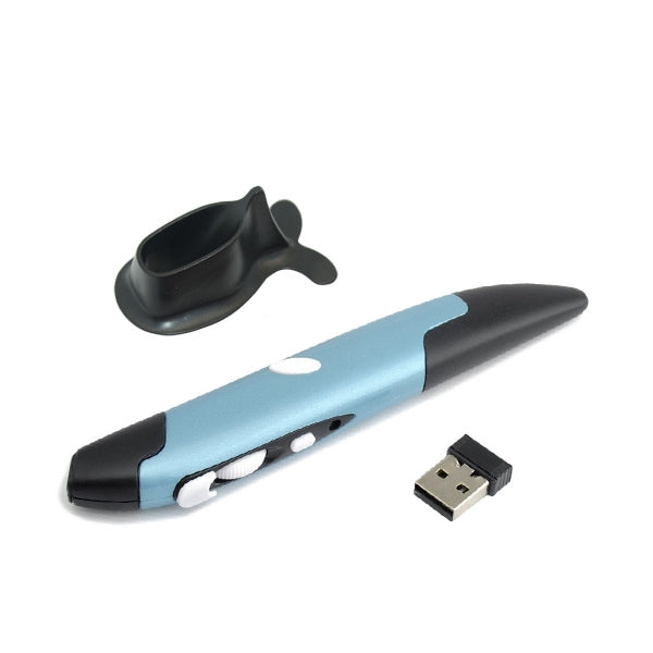 PR-03 2.4G USB Receiver Adjustable 1600 DPI Wireless Optical Pen Mouse for Computer PC Laptop Drawing Teaching (Blue)