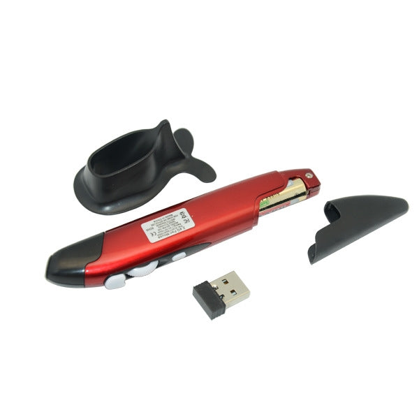 PR-03 2.4G USB Receiver Adjustable 1600 DPI Wireless Optical Pen Mouse for Computer PC Laptop Drawing Teaching (Red)