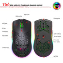 HXSJ T66 7 Keys Colorful Lighting Programmable Gaming Wireless Mouse (Black)
