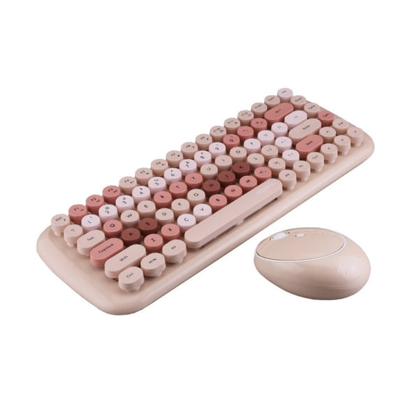 Mofii CADNY Pink Girl Heart Mini Mixed Color Wireless Keyboard Mouse Set (Milk Tea)