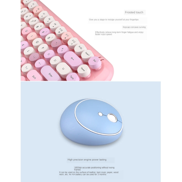 Mofii CADNY Pink Girl Heart Mini Mixed Color Wireless Keyboard Mouse Set (Yellow)
