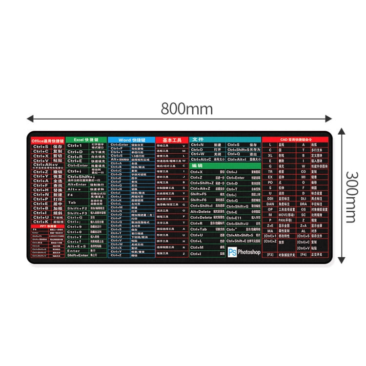 YINDIAO Large Rubber Mouse Pad Anti-skid Gaming Office Desk Pad Keyboard Mat, Size: 800x300mm (Hot Key)