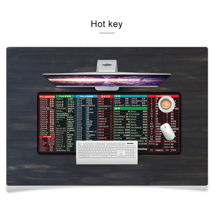YINDIAO Large Rubber Mouse Pad Anti-skid Gaming Office Desk Pad Keyboard Mat, Size: 800x300mm (Hot Key)