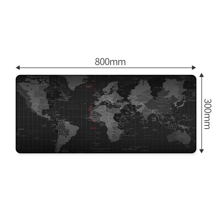 YINDIAO Large Rubber Mouse Pad Anti-skid Gaming Office Desk Pad Keyboard Mat, Size: 800x300mm (World Map)