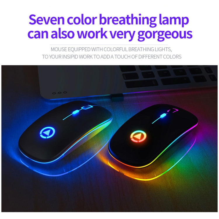 YINDIAO A2 2.4GHz 1600DPI 3-modes Adjustable RGB Light Rechargeable Wireless Silent Mouse (Black)