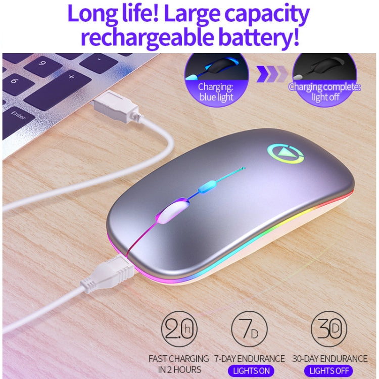 YINDIAO A2 2.4GHz 1600DPI 3-modes Adjustable RGB Light Rechargeable Wireless Silent Mouse (White)