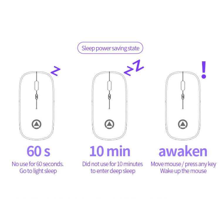 YINDIAO A2 2.4GHz 1600DPI 3-modes Adjustable RGB Light Rechargeable Wireless Silent Mouse (Grey)