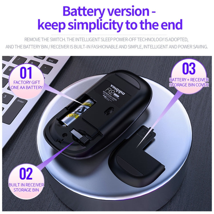 YINDIAO A2 2.4GHz 1600DPI 3-modes Adjustable Wireless Silent Mouse, Battery Powered(Black)