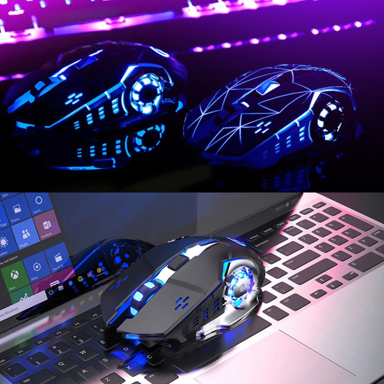 YINDIAO A4 2.4GHz 1600DPI 3-modes Adjustable Rechargeable Wireless Silent Gaming Mouse (Black Silver)