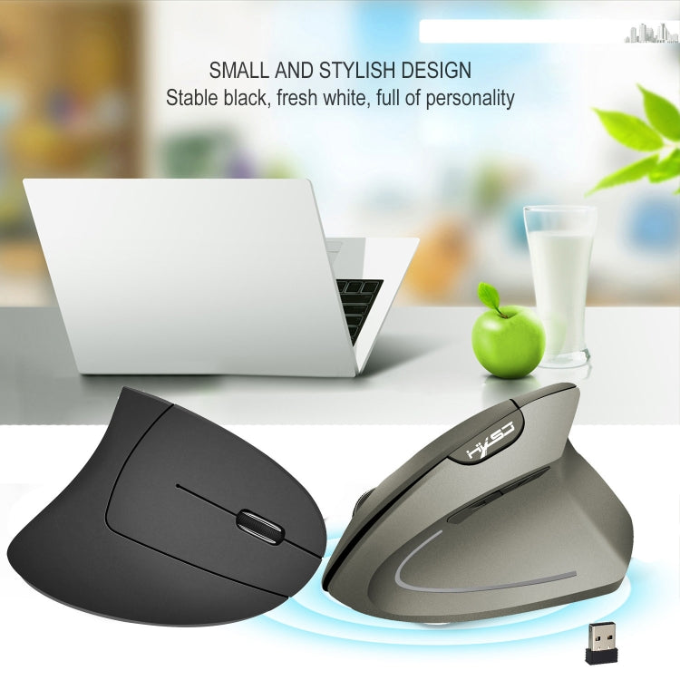HXSJ T24 6 Buttons 2400 DPI 2.4G Wireless Vertical Ergonomic Mouse with USB Receiver(Black)