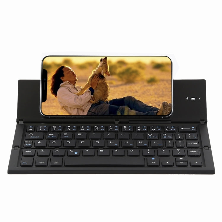GK608 Ultra-thin Foldable Bluetooth V3.0 Keyboard, Built-in Holder, Support Android / iOS / Windows System (Black)