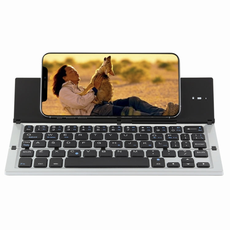 GK608 Ultra-thin Foldable Bluetooth V3.0 Keyboard, Built-in Holder, Support Android / iOS / Windows System (Grey)