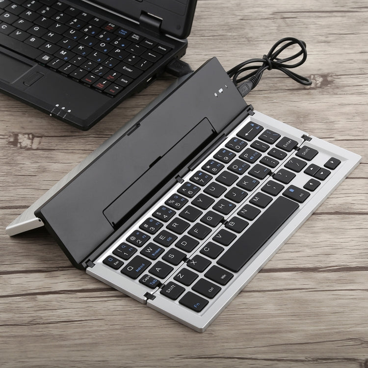 GK608 Ultra-thin Foldable Bluetooth V3.0 Keyboard, Built-in Holder, Support Android / iOS / Windows System (Grey)