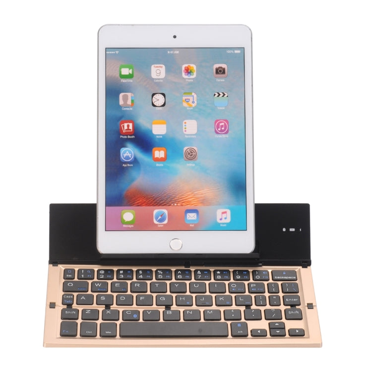 GK608 Ultra-thin Foldable Bluetooth V3.0 Keyboard, Built-in Holder, Support Android / iOS / Windows System(Gold)