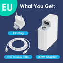 87W USB-C / Type-C Power Adapter with 2m USB Type-C Male to USB Type-C Male Charging Cable, For iPhone, Galaxy, Huawei, Xiaomi, LG, HTC and Other Smart Phones, Rechargeable Devices