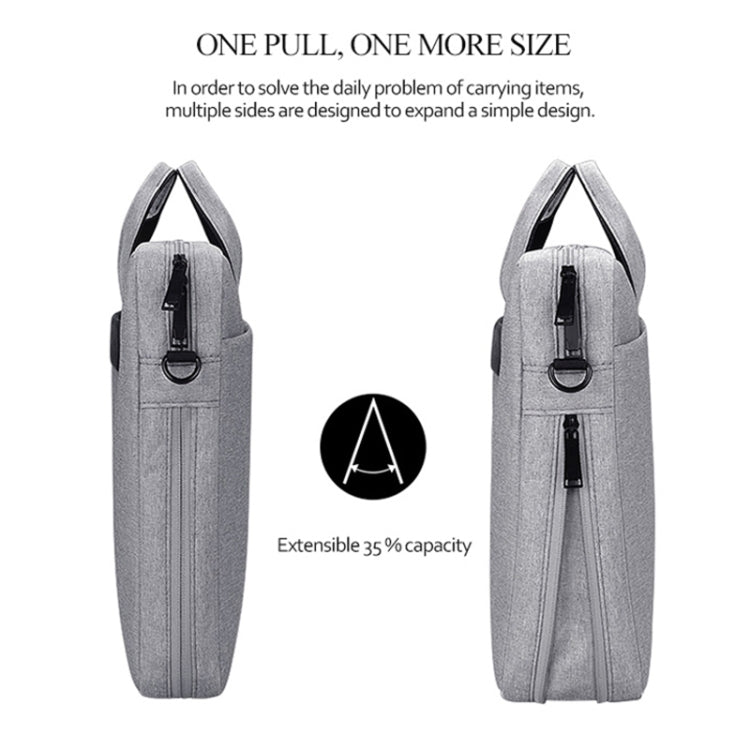 DJ06 Oxford Cloth Waterproof Wear-resistant Portable Expandable Laptop Bag for 14.1 inch Laptops, with Detachable Shoulder Strap(Black)