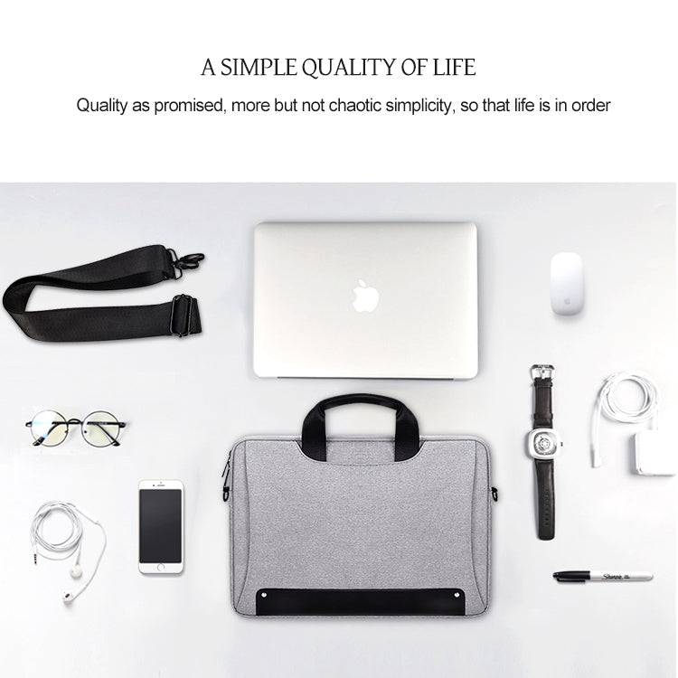 DJ08 Oxford Cloth Waterproof Wear-resistant Laptop Bag for 13.3 inch Laptops, with Concealed Handle & Luggage Tie Rod & Adjustable Shoulder Strap (Black)