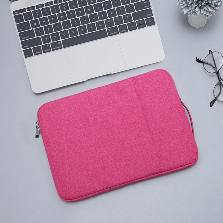 11.6 inch Universal Fashion Soft Laptop Denim Bags Portable Zipper Notebook Laptop Case Pouch for MacBook Air, Lenovo and other Laptops, Size: 32.2x21.8x2cm (Magenta)