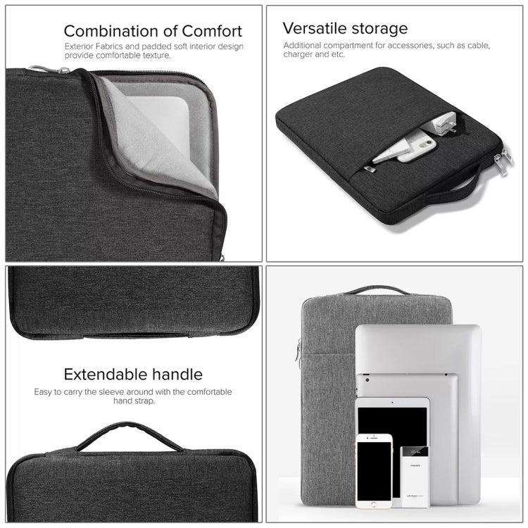 13.3 inch Universal Fashion Soft Laptop Denim Bags Portable Zipper Notebook Laptop Case Pouch for MacBook Air / Pro, Lenovo and other Laptops, Size: 35.5x26.5x2cm(Grey)