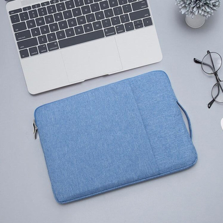 15.4 inch Universal Fashion Soft Laptop Denim Bags Portable Zipper Notebook Laptop Case Pouch for MacBook Air / Pro, Lenovo and other Laptops, Size: 39.2x28.5x2cm(Blue)