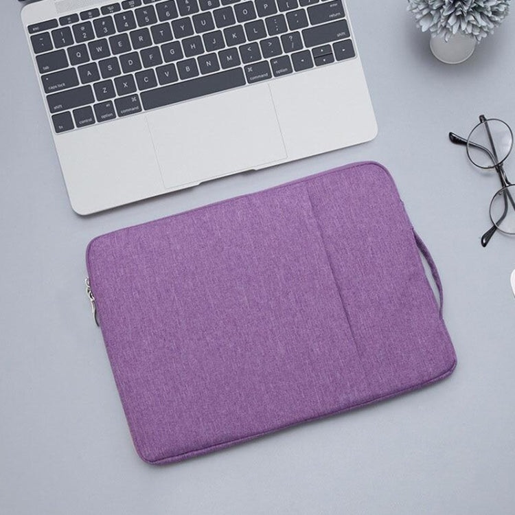 15.4 inch Universal Fashion Soft Laptop Denim Bags Portable Zipper Notebook Laptop Case Pouch for MacBook Air / Pro, Lenovo and other Laptops, Size: 39.2x28.5x2cm (Purple)