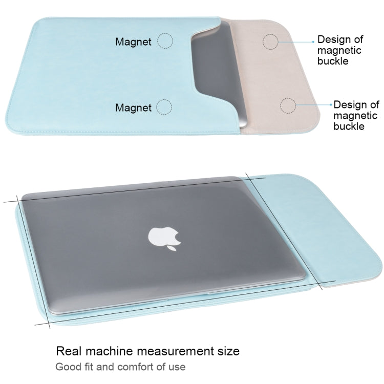 15.4 inch PU + Nylon Laptop Bag Case Sleeve Notebook Carry Bag, For MacBook, Samsung, Xiaomi, Lenovo, Sony, DELL, ASUS, HP (Blue)