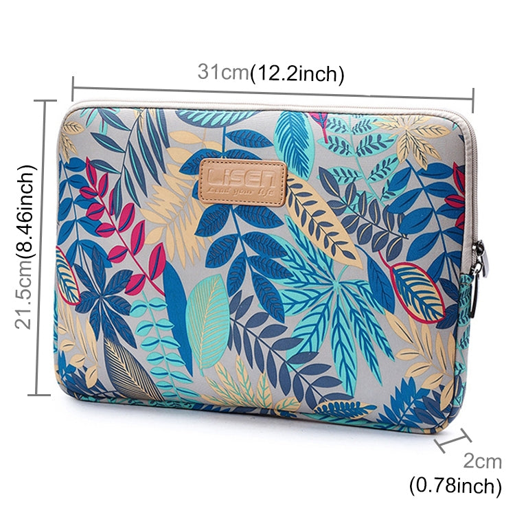 Lisen 11.6 inch Sleeve Case Colorful Leaves Zipper Briefcase Carrying Bag (Grey)